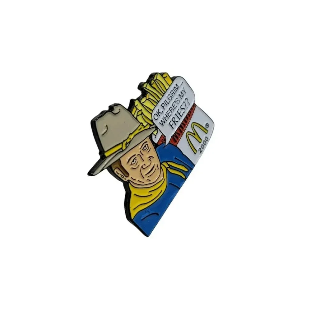 McDonalds European John Wayne Where's My Fries Enamel Pin 2000 RARE Dark Blue